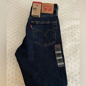 Levi’s dark wash 501 skinny jeans, 26x28, high rise, with tags